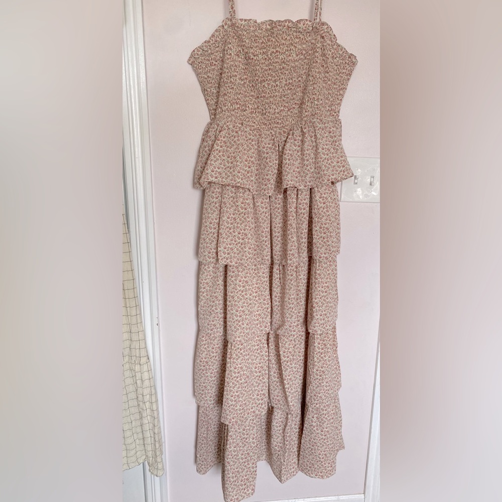 ENGLISH FACTORY tiered ruffle Maxi, adjustable straps
